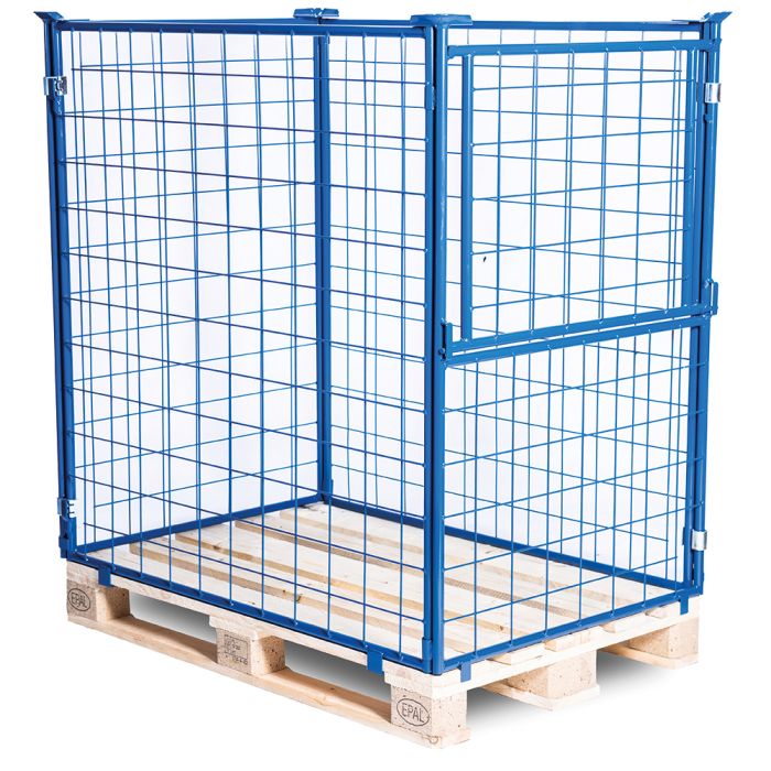 Gitterrahmen für Paletten H1200 mm. Blau. Tür an der kurzen Seite - 